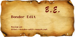 Bondor Edit névjegykártya